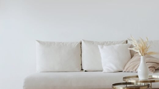 white couch on wooden floor