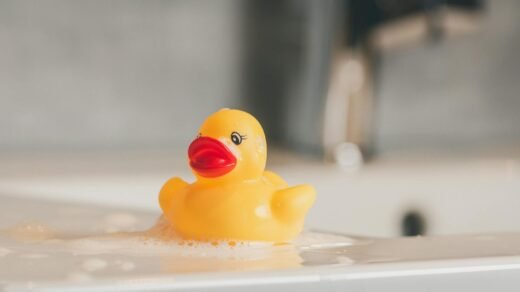 a wet yellow rubber duck