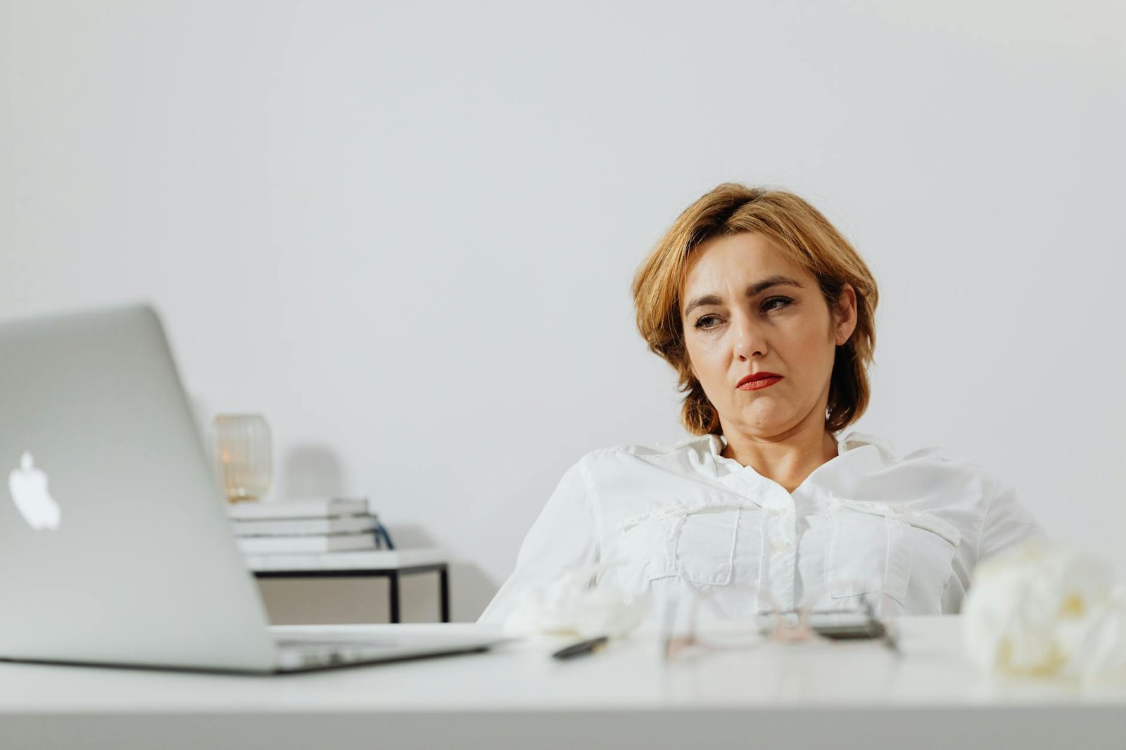 tired woman working from home